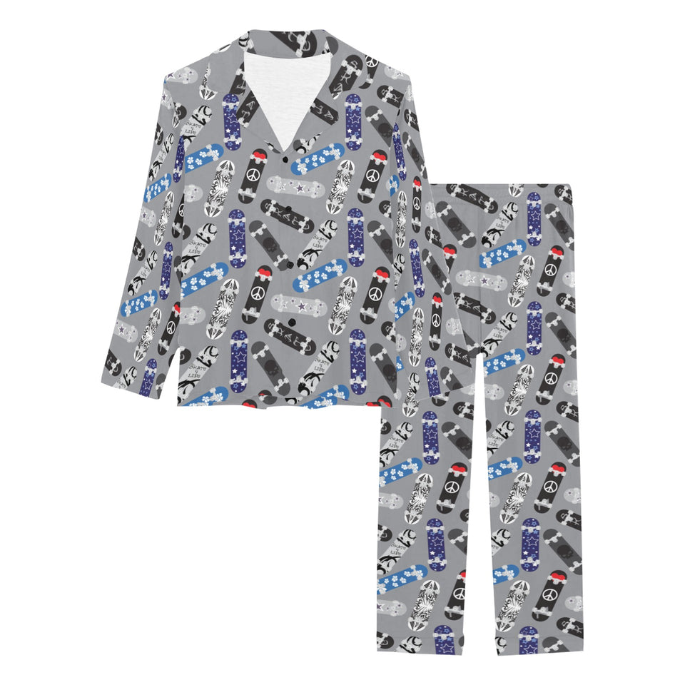 Skate Board Pattern Print Design 03 Women's Long Pajama Set