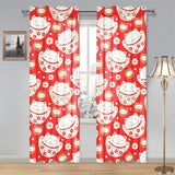 Cute Maneki neko cat red background Gauze Curtain