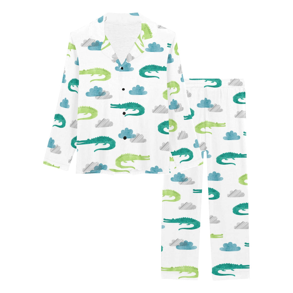 watercolor crocodile pattern Women's Long Pajama Set
