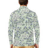 hand drawn blueberry pattern Men's Long Sleeve Polo Shirt
