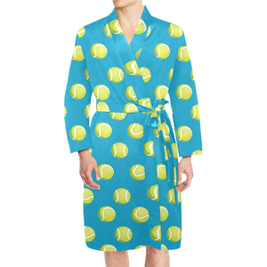 Tennis Pattern Print Design 05 Men's Long Sleeve Belted Night Robe