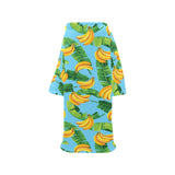 banana leaves banana design pattern Blanket Robe with Sleeves
