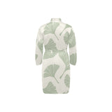 Ginkgo leaves pattern Men's Long Sleeve Belted Night Robe