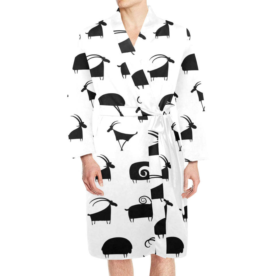 Goat ram pattern Men's Long Sleeve Belted Night Robe