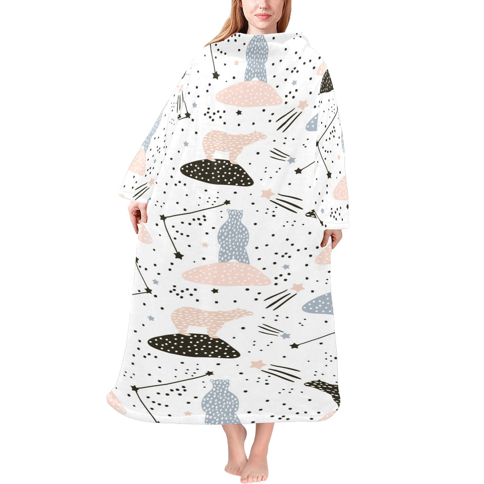 Polar bears star poka dot pattern Blanket Robe with Sleeves
