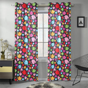Tea pots Pattern Print Design 01 Gauze Curtain