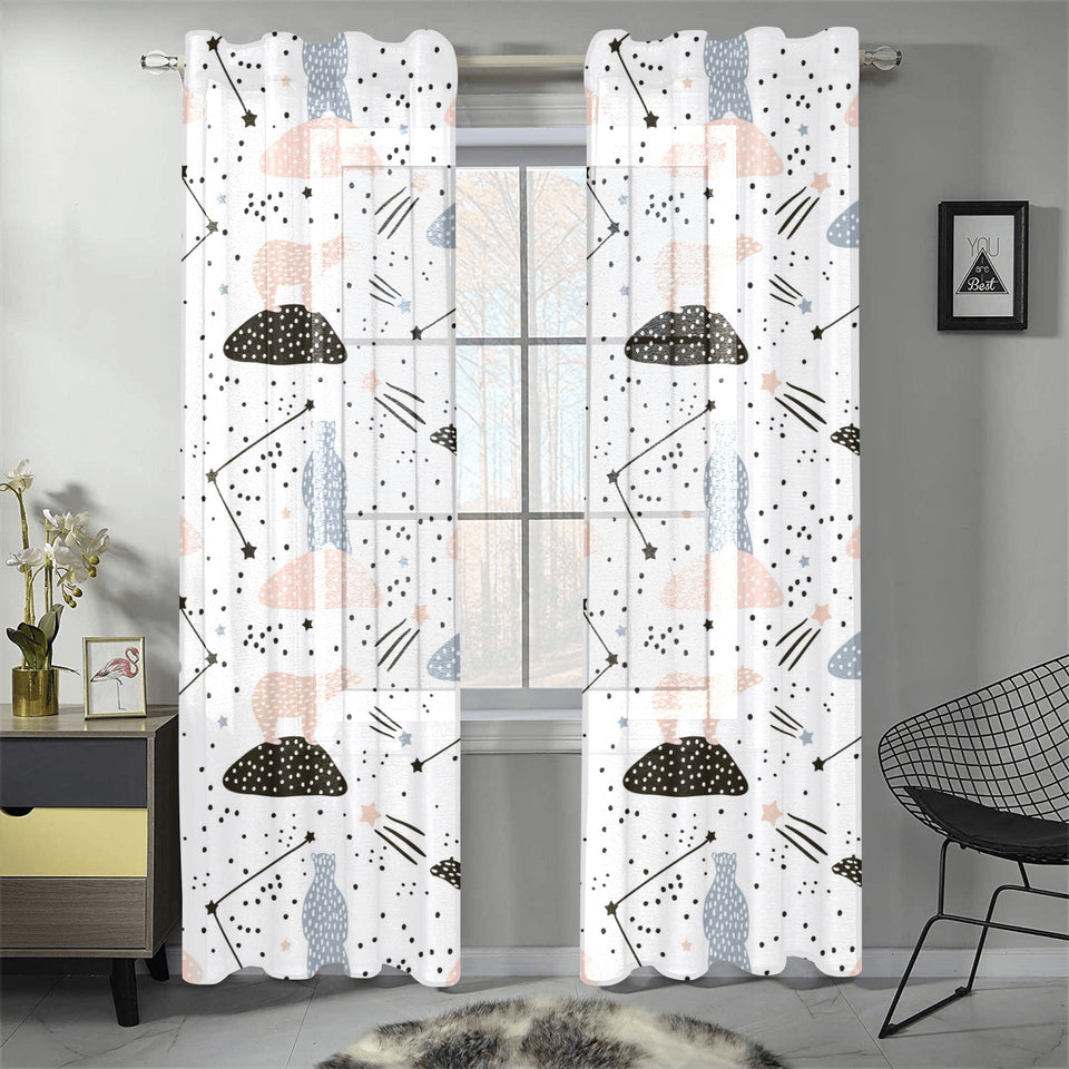 Polar bears star poka dot pattern Gauze Curtain