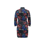 Octopus sea wave tropical fishe pattern Men's Long Sleeve Belted Night Robe