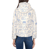 Cute sushi icon pattern Women's Padded Hooded Jacket