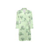 broccoli sketch pattern Men's Long Sleeve Belted Night Robe
