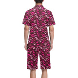 Lips Pattern Print Design 03 Men's V-Neck Short Pajama Set