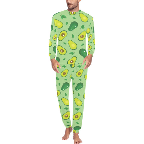 Avocado pattern green background Men's All Over Print Pajama