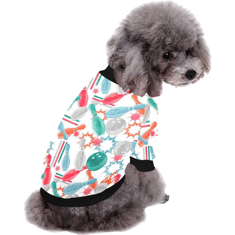 Watercolor bowling pattern All Over Print Pet Dog Round Neck Fuzzy Shirt
