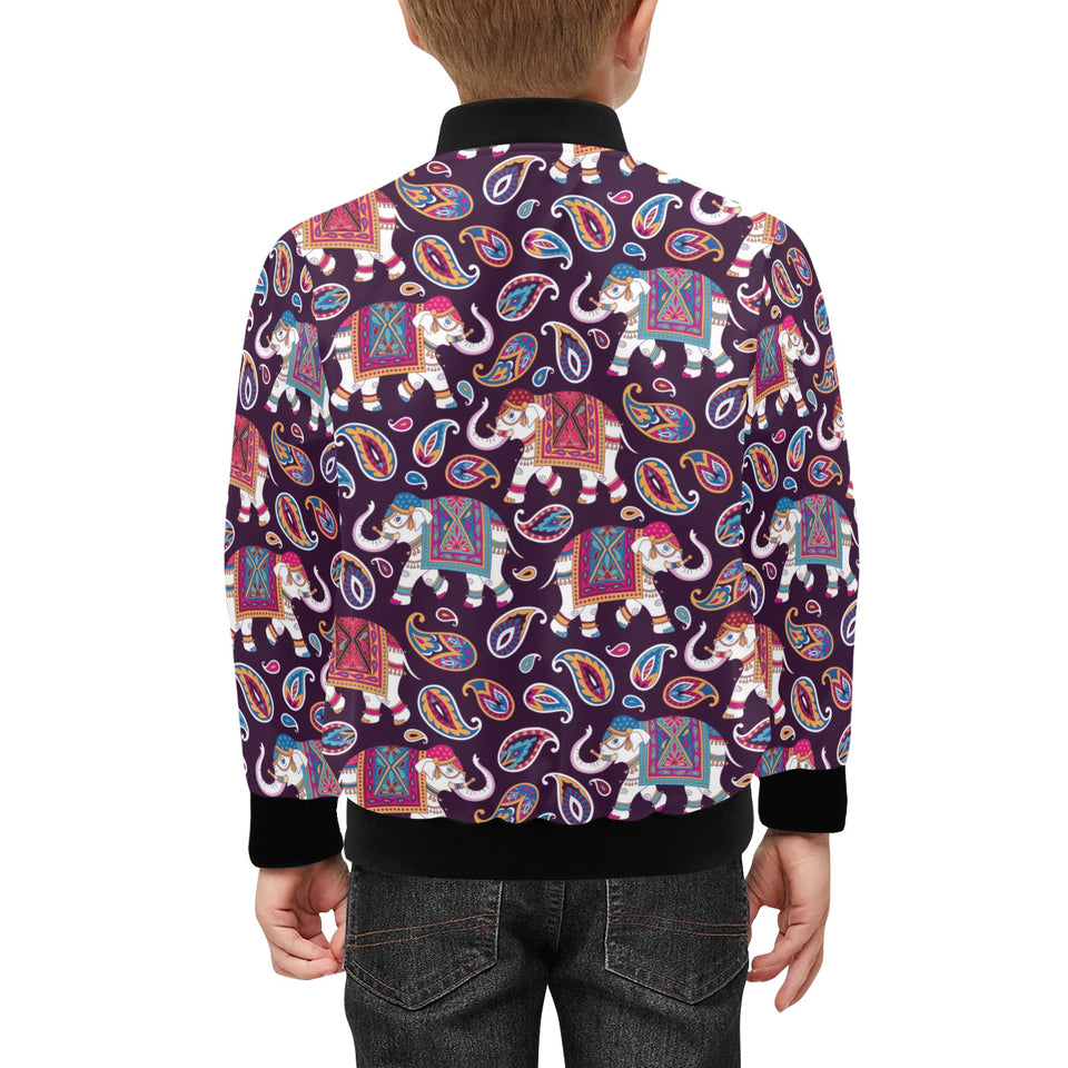 Elephant indian style ornament pattern Kids' Boys' Girls' Bomber Jacket
