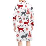 Deer tree snowflakes chrismas pattern Men's Long Sleeve Belted Night Robe