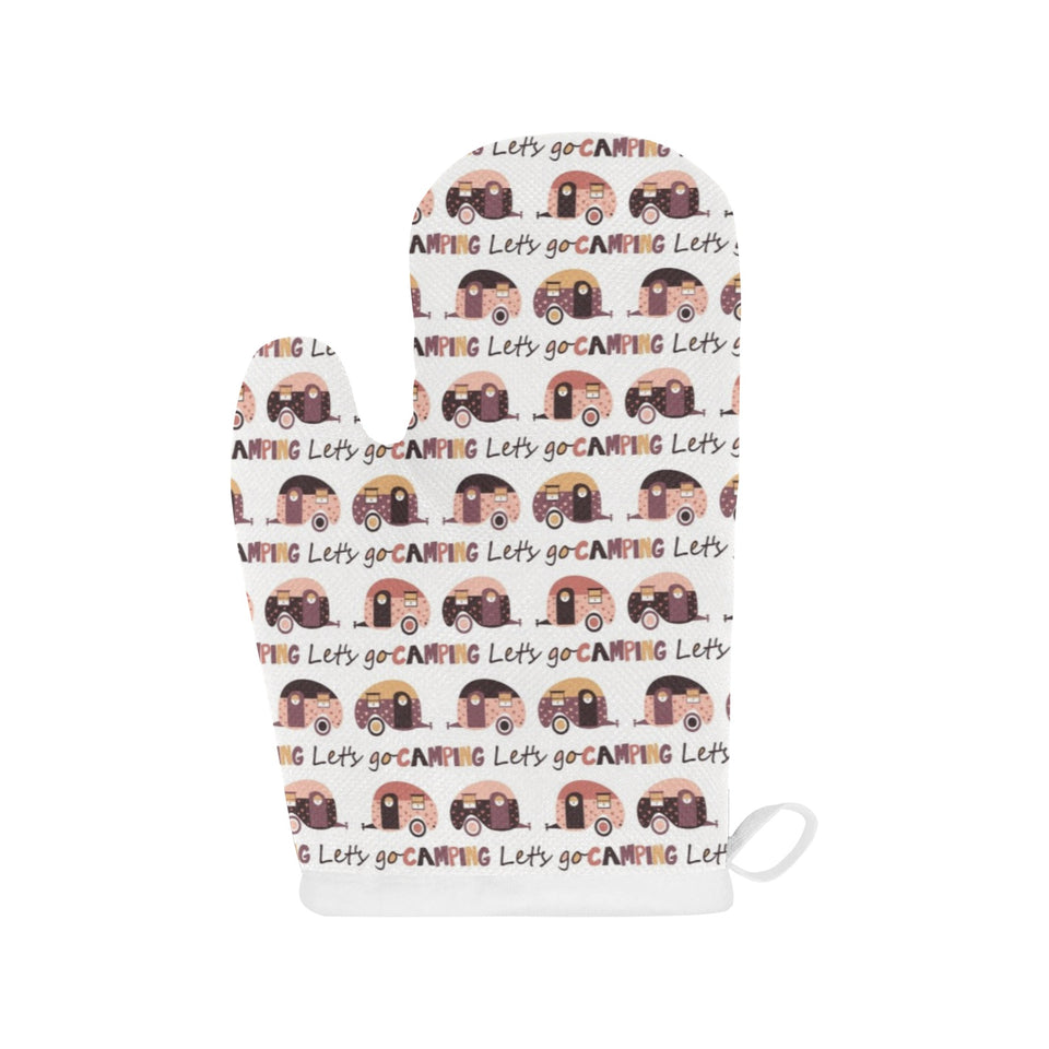 Camper Van Pattern Print Design 01 Heat Resistant Oven Mitts