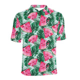 Watermelons tropical palm leaves pattern Men's All Over Print Polo Shirt