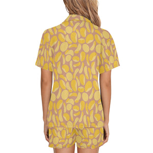 Potato Chips Pattern Print Design 01 Women's V-Neck Short Pajama Set