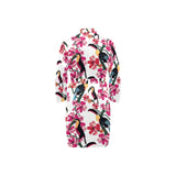 Toucan flower design pattern Men's Long Sleeve Belted Night Robe