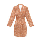 Brick Printed Pattern Print Design 02 Women's Long Sleeve Belted Night Robe