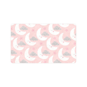 Cute moon cloud star pattern pink dot background Doormat