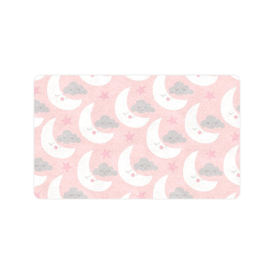 Cute moon cloud star pattern pink dot background Doormat