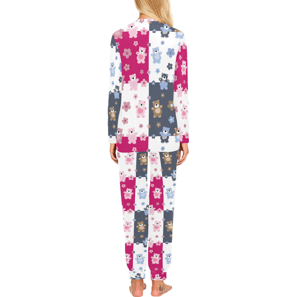 Teddy Bear Pattern Print Design 03 Women's All Over Print Pajama Set