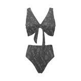 Beer hand drawn pattern Chest Bowknot High Waisted Bikini Swimsuit