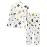 hand drawn gold black star pattern Men's Long Pajama Set