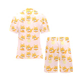 Cute shiba inu dog pattern Men's V-Neck Short Pajama Set