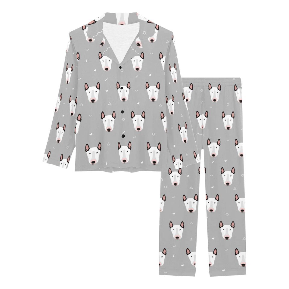 Bull Terrier Pattern Print Design 05 Women's Long Pajama Set