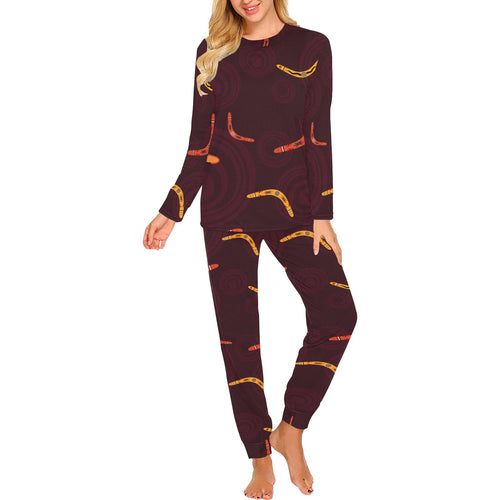 Boomerang Australian aboriginal ornament circle bl Women's All Over Print Pajama Set