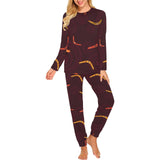 Boomerang Australian aboriginal ornament circle bl Women's All Over Print Pajama Set