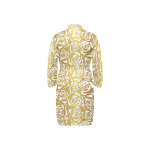 Rose Pattern Print Design 05 Men's Long Sleeve Belted Night Robe