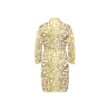 Rose Pattern Print Design 05 Men's Long Sleeve Belted Night Robe