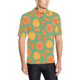 orange fruit pattern green background Men's All Over Print Polo Shirt