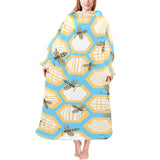 Bee honeycomb pattern Blanket Robe with Sleeves
