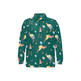 Kangaroo leaves pattern Men's Long Sleeve Polo Shirt