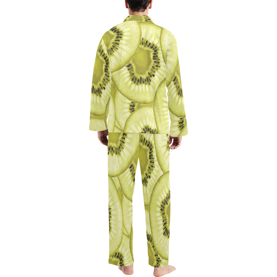 Sliced kiwi pattern Men's Long Pajama Set