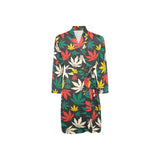 Canabis Marijuana Weed Pattern Print Design 02 Men's Long Sleeve Belted Night Robe