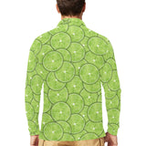 Slices of Lime design pattern Men's Long Sleeve Polo Shirt