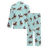 Horses running horses rider pattern Men's Long Pajama Set