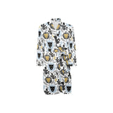 Lion Pattern Print Design 05 Men's Long Sleeve Belted Night Robe