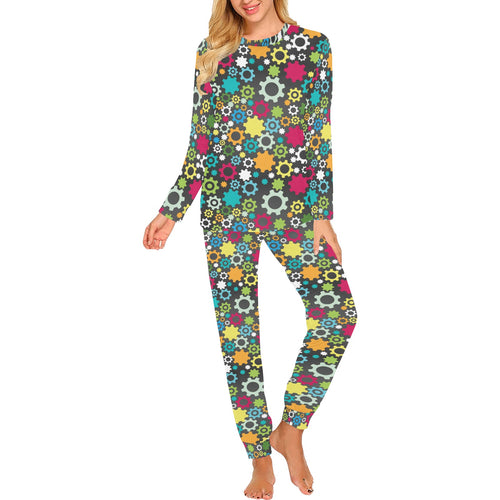 Gear Pattern Print Design 03 Women's All Over Print Pajama Set