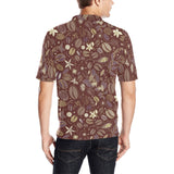 Coffee bean flower pattern Men's All Over Print Polo Shirt
