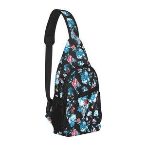 Skull flower roses leave pattern All Over Print Chest Bag