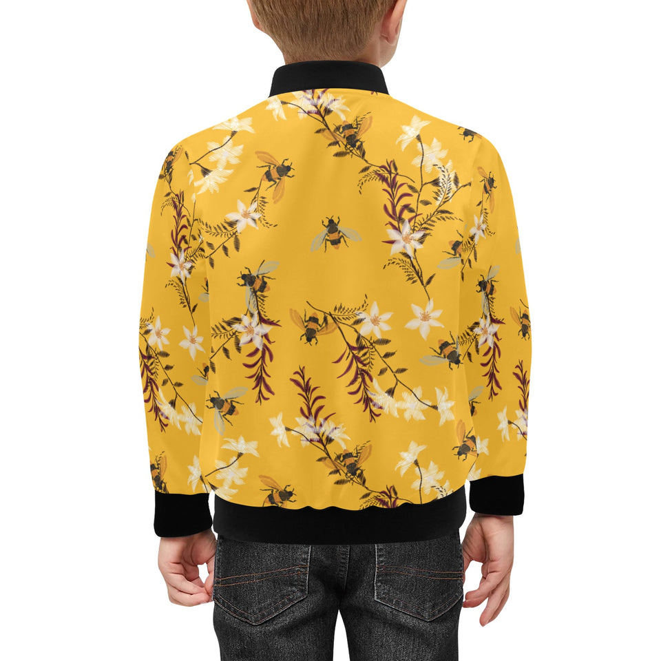 Bee flower pattern Kids' Boys' Girls' Bomber Jacket