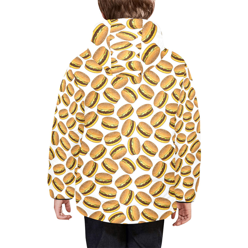 Hamburger Pattern Print Design 03 Kids' Boys' Girls' Padded Hooded Jacket