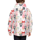 Pig Pattern Print Design 02 Kids' Boys' Girls' Padded Hooded Jacket