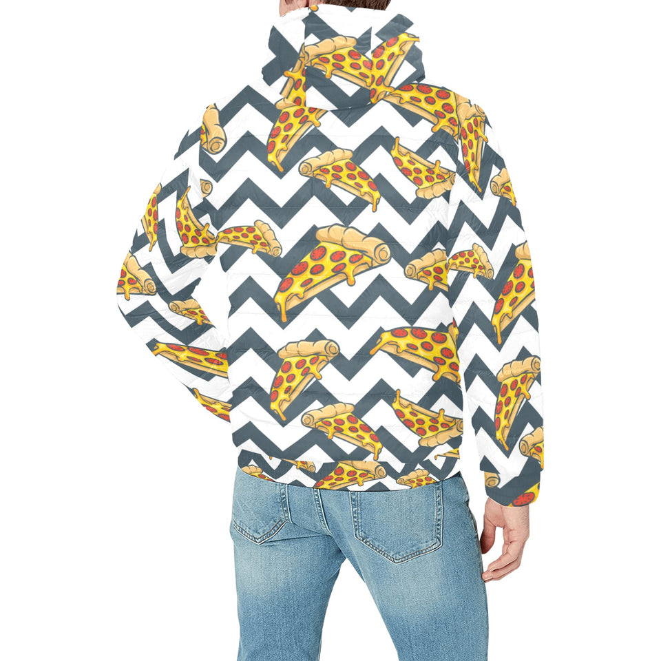 Pizza design pattern Men's Padded Hooded Jacket